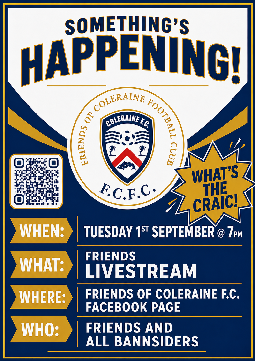 FRIENDS "WHAT'S THE CRAIC!" LIVESTREAM @ 7pm